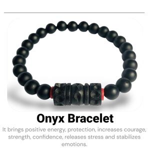 GEMSTONE | Mens Black Onyx Beaded Bracelet gift anniversary boyfriend Christmas